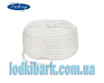 Веревка Polyester 3 strand rope 6 mmх30 m white белая якорная, швартовная