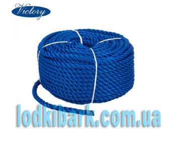 Веревка Polyester 3 strand rope 8 mmх30 m blue синяя якорная, швартовная