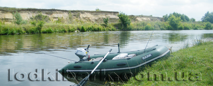 фото лодки БАРК BT-310 с мотором Хонда у берега реки