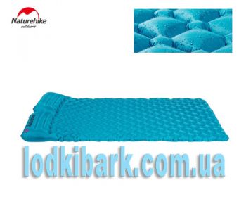 Двойной надувной матрац с подушками Nature Hike ULTRALIGH TPU 185x115x10 см. Вес 965гр, синий
