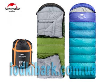 Спальный мешок с капюшоном Nature Hike U350 с фибер подкладкой (190+30)x75см, вес 1,7кг, 0-5℃