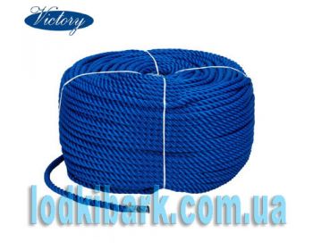 Веревка Polyester 3 strand rope 10 mmх200 m blue синяя промышленная