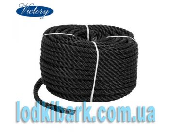 Веревка Polyester 3 strand rope 10 mmх30 m black черная якорная, швартовная