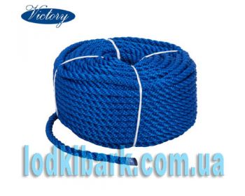 Веревка Polyester 3 strand rope 10 mmх30 m blue синяя якорная, швартовная