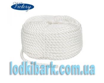 Веревка Polyester 3 strand rope 10 mmх30 m white белая якорная, швартовная