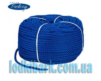 Веревка Polyester 3 strand rope 12 mmх200 m blue синяя якорная, швартовная