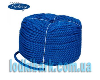 Веревка Polyester 3 strand rope 14 mmх200 m blue синяя промышленная