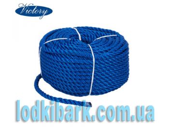 Веревка Polyester 3 strand rope 6 mmх30 m blue синяя якорная, швартовная