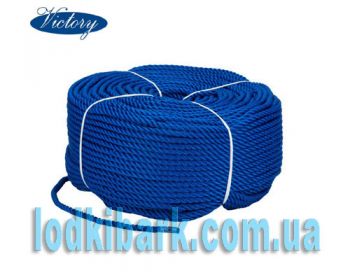 Веревка Polyester 3 strand rope 8 mmх200 m blue синяя промышленная