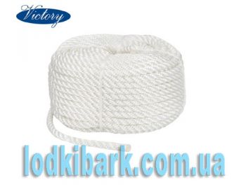 Веревка Polyester 3 strand rope 8 mmх30 m white белая якорная, швартовная